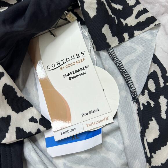 Coco Reed Contours Sarong Skirt Bikini Bottom Size XL Black Animal Print New - Picture 5 of 7